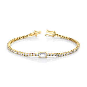 18K Yellow Gold Diamond Tennis Bracelet - B3872