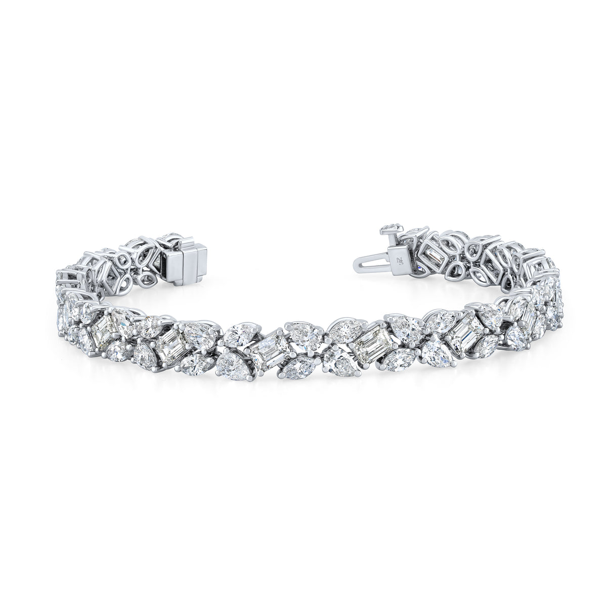 Norman Silverman Fancy Shape Diamond Bracelet in 18K White Gold