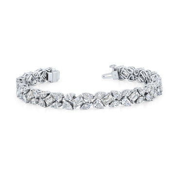 Norman Silverman Fancy Shape Diamond Bracelet in 18K White Gold