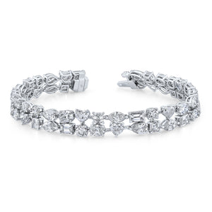 18K White Gold Mixed Shape Diamond Bracelet - B4099