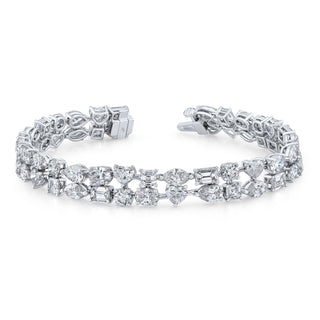 18K White Gold Mixed Shape Diamond Bracelet - B4099 thumbnail