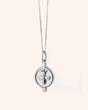 "Queen Bee" Sterling Silver Necklace with White Sapphires