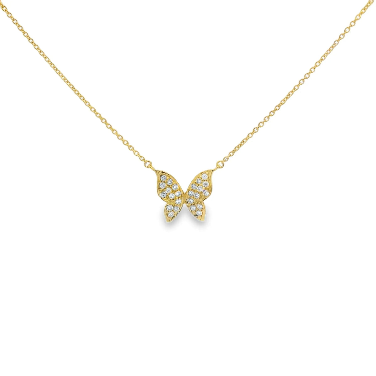 18K Yellow Gold Butterfly Necklace with Diamonds