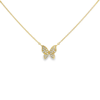 18K Yellow Gold Butterfly Necklace with Diamonds thumbnail