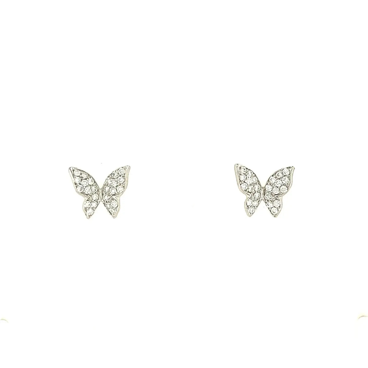 18K White Gold Butterfly Stud Earrings