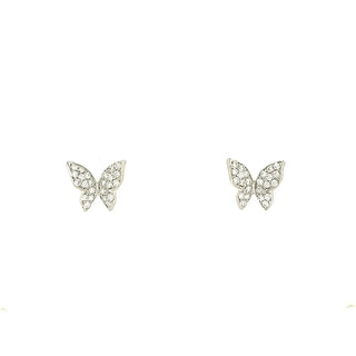 18K White Gold Butterfly Stud Earrings thumbnail