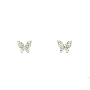 18K White Gold Butterfly Stud Earrings