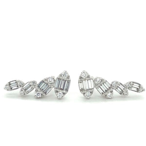Baguette & Round Diamond Ear Climbers