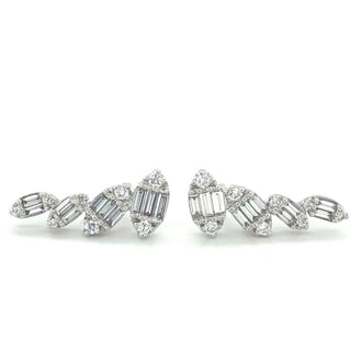 Baguette & Round Diamond Ear Climbers thumbnail