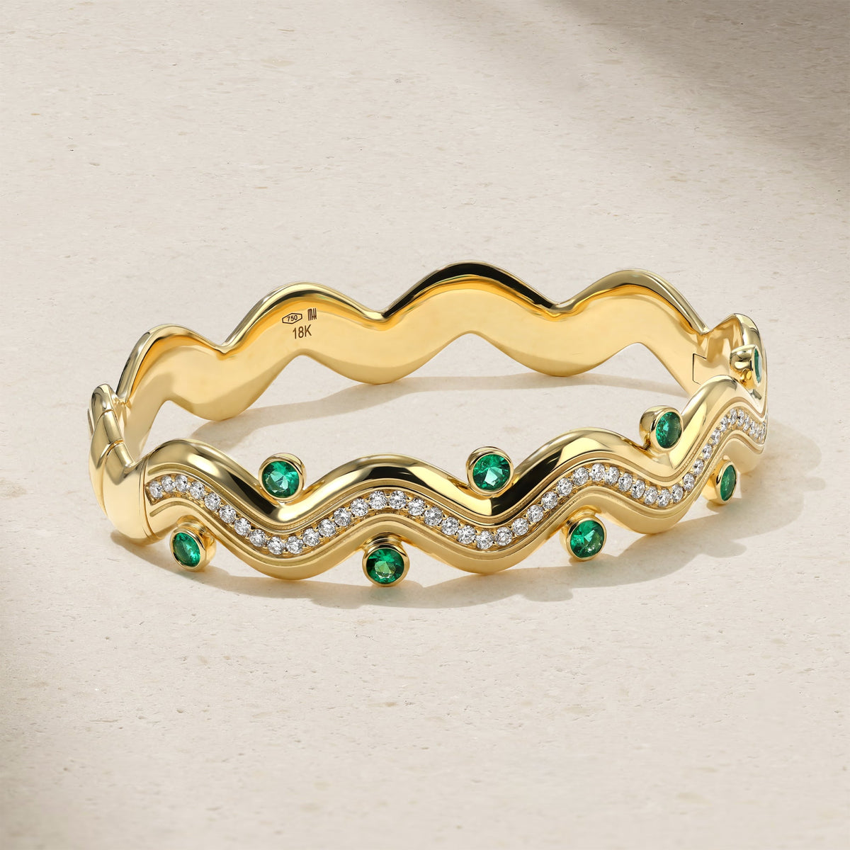 Riva Surge Emerald and Diamond Bangle