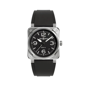 BR03 AUTO 41 BLACK STEEL 41MM RUBBER STRAP Bell & Ross