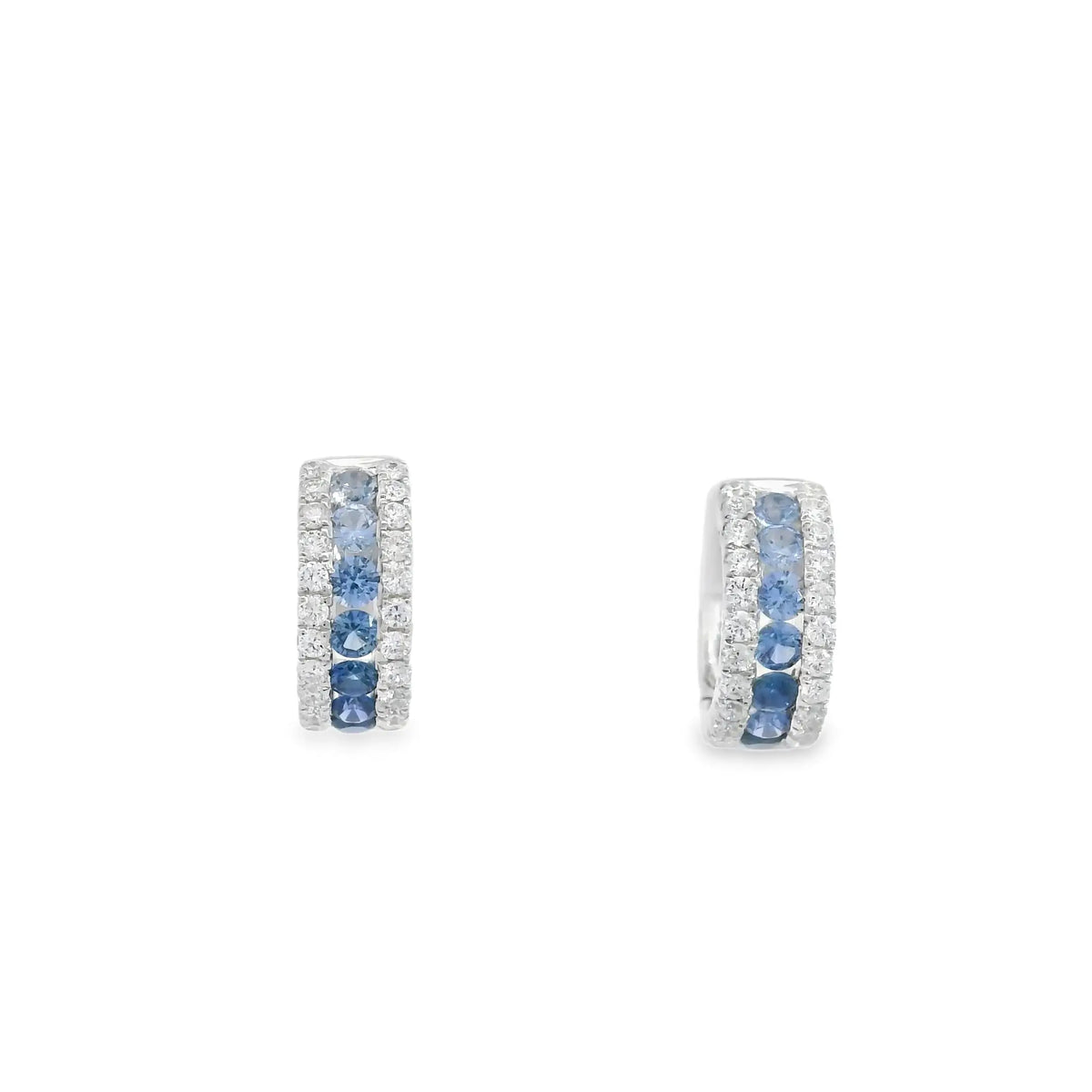18K White Gold Cuff Earrings with Blue Sapphires and Diamonds