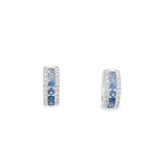 18K White Gold Cuff Earrings with Blue Sapphires and Diamonds thumbnail