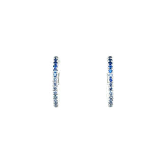 18K White Gold Hoops with Ombré Blue Sapphires thumbnail