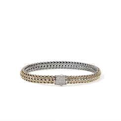 John Hardy Icon Bracelet, Reversible, Gold, Sterling Silver, Diamonds, 6.5MM thumbnail