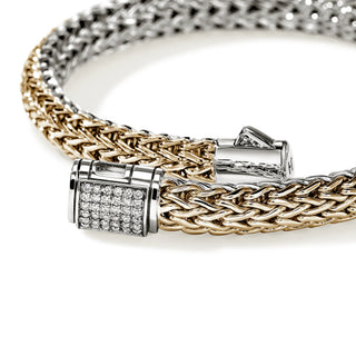John Hardy Icon Bracelet, Reversible, Gold, Sterling Silver, Diamonds, 6.5MM thumbnail