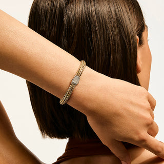 John Hardy Icon Bracelet, Reversible, Gold, Sterling Silver, Diamonds, 6.5MM thumbnail