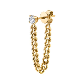 Round Diamond Cuban Link Loop Earring thumbnail