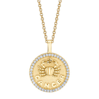 Aries Zodiac Coin Pendant With Diamond Frame thumbnail