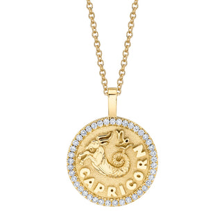 Aries Zodiac Coin Pendant With Diamond Frame thumbnail