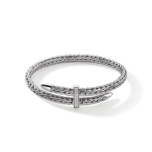 Spear Flex Cuff, Sterling Silver, Diamonds