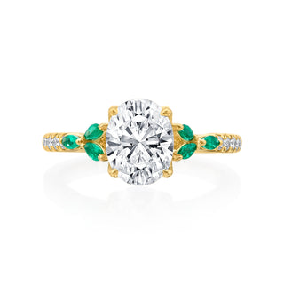 Lincoln Park Oval Center With Emeralds Wedding Ring thumbnail