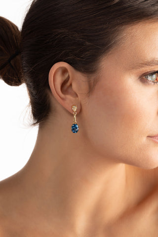 "Porta" Peacock Sapphire Convertible Drop Earrings thumbnail