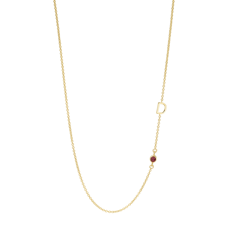 Initial and Gemstone Necklace