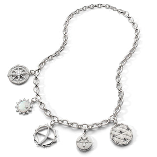 "AUDREY" LINK CHARM NECKLACE IN STERLING SILVER thumbnail
