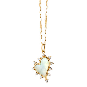 MOTHER OF PEARL HEART NECKLACE WITH DIAMONDS