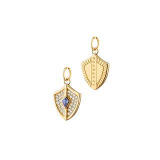 Mini Fearless Shield with Pave Diamonds and Kite Blue Sapphire thumbnail