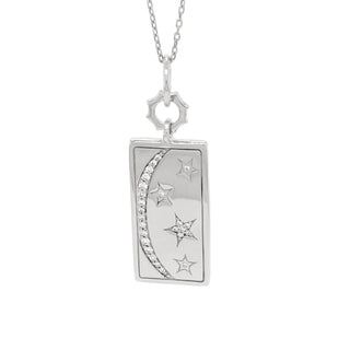 "Sun, Moon, and Stars" Sterling Silver Necklace with White Sapphires thumbnail