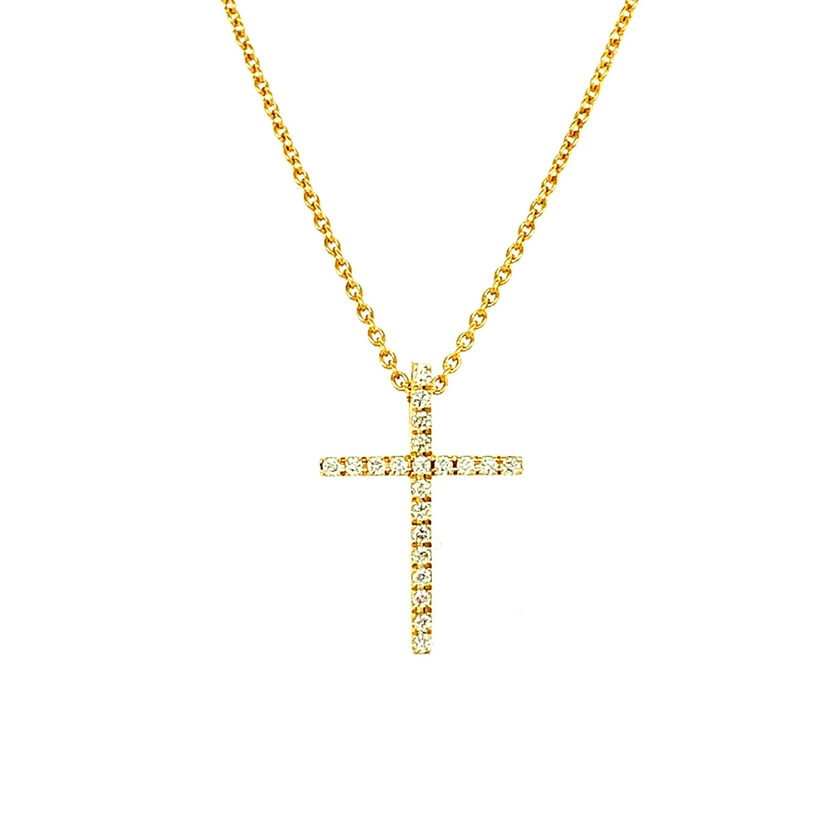 18K Yellow Gold Cross Pendant with Diamonds
