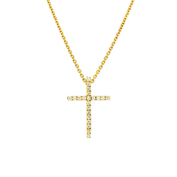 18K Yellow Gold Cross Pendant with Diamonds