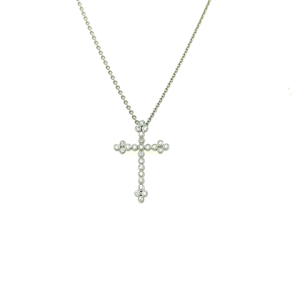 18K White Gold Cross Pendant with Diamonds