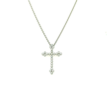 18K White Gold Cross Pendant with Diamonds