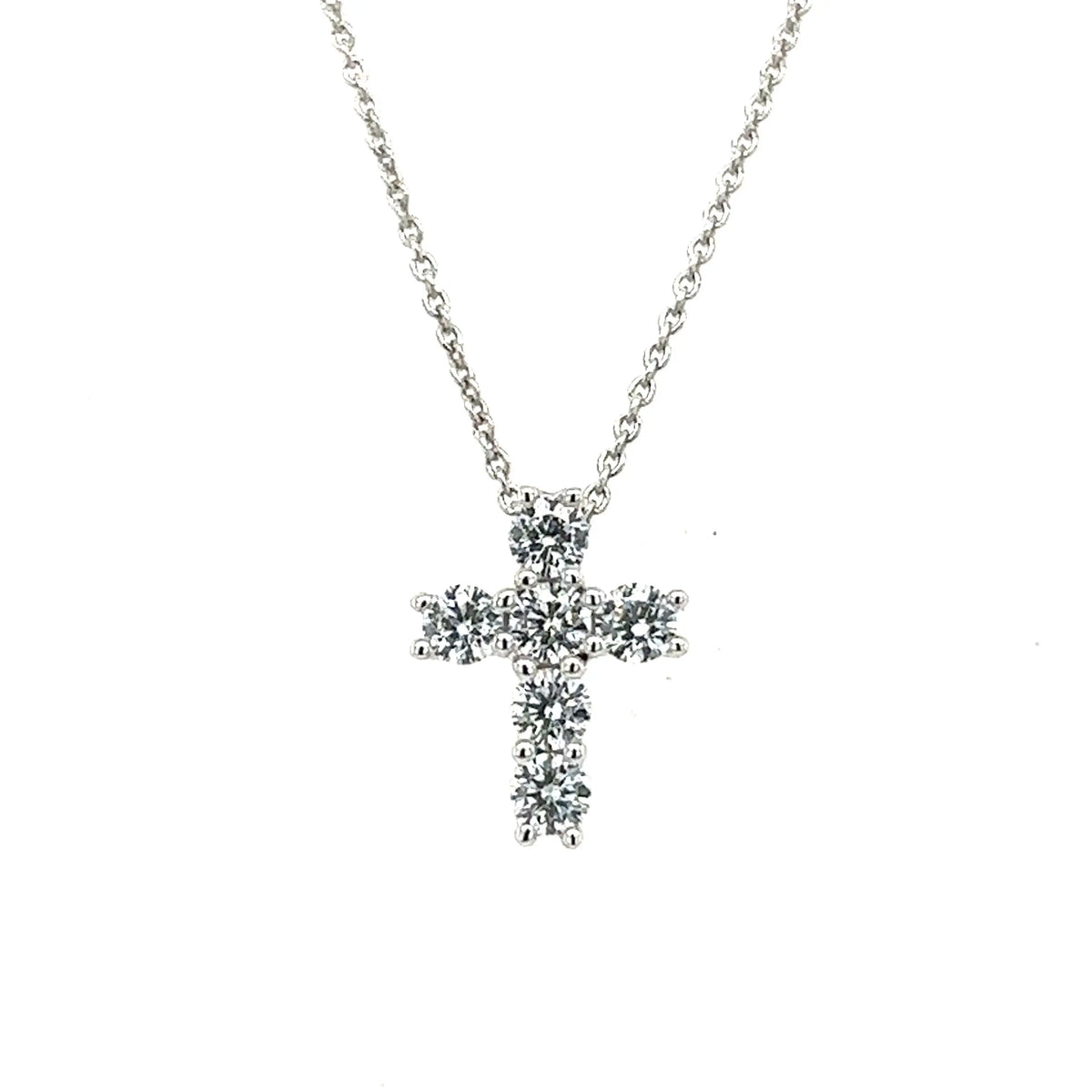 18K White Gold Cross Pendant with Diamonds