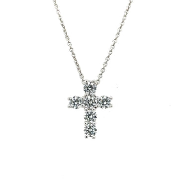18K White Gold Cross Pendant with Diamonds
