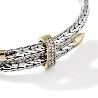 John Hardy Spear Flex Cuff, Sterling Silver, Gold, Diamonds, 5.5MM thumbnail
