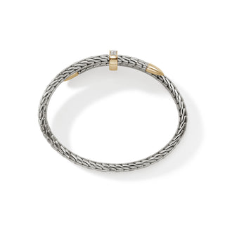 John Hardy Spear Flex Cuff, Sterling Silver, Gold, Diamonds, 5.5MM thumbnail