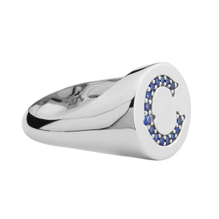 Chicago Cubs C Signet Ring Sapphires (Lab Grown) thumbnail