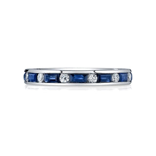 18K White Gold Baguette Sapphire and Round Diamond Channel-Set Eternity Band, 2.03ct G-H, SI1-SI2 thumbnail