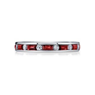 18K White Gold Diamond and Ruby Eternity Band - D006BR8 thumbnail