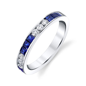 18K White Gold Diamond & Sapphite Eternity Band - D007BS8