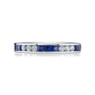 18K White Gold Diamond & Sapphite Eternity Band - D007BS8 thumbnail