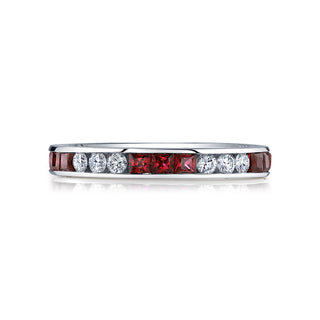 18K White Gold Diamond and Ruby Eternity Band - D008BR8 thumbnail