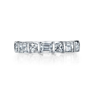 18K White Gold Emerald-Cut and Round Diamond Bar-Set Band, 1.35ct G-H, VS thumbnail