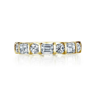 18K White Gold Emerald-Cut and Round Diamond Bar-Set Band, 1.35ct G-H, VS thumbnail