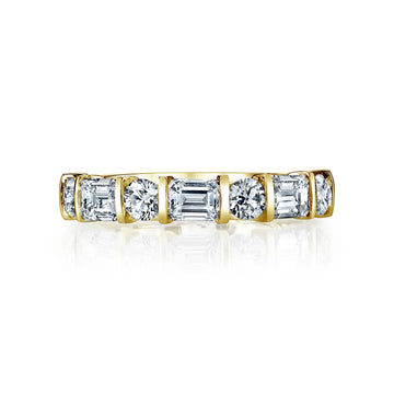 Emerald-Cut and Round Diamond Bar-Set Band