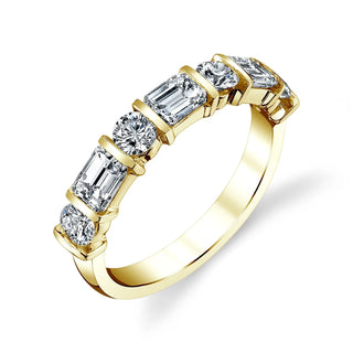 18K White Gold Emerald-Cut and Round Diamond Bar-Set Band, 1.35ct G-H, VS thumbnail